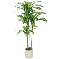 HOMCOM 120cm Artificial Dracaena Tree with Bendable Trunks - Green - 1