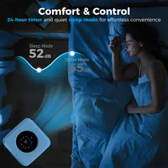 HOMCOM 10000 BTU Air Conditioning Unit, 3-in-1 Portable Air Conditioner, Dehumidifier, Cooling Fan with Remote Control, Digital Display, 2 Speeds, 24H Timer, Window Venting Kit, 22m² - 7