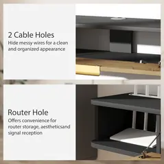 HOMCOM 120 cm Floating TV Stand with Storage - Charcoal Grey - 6