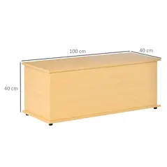 HOMCOM 113L Storage Chest, Storage Box with Flip-Top Lid and 2 Safety Hinges, Storage Trunk for Living Room, Entryway, 100 x 40 x 40 cm, Burlywood - 3