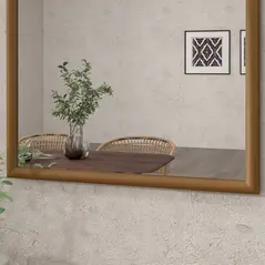 HOMCOM 110 x 65cm Wooden Arched Mirror - Natural Finish - 9