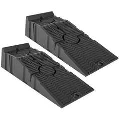 DURHAND 2 PCs Car Ramps Heavy Duty 2.5 Ton Motorhome Levelling Ramps, Plastic Garage Workshop Car Lift, Portable Automotive Vehicle Campervan Car Ramp, Black - 1