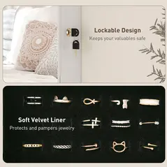 HOMCOM 108 x 37cm Lockable Jewellery Cabinet, with LED Lights - White Surface and Black Lining - 8