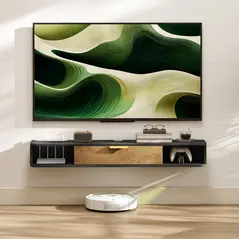 HOMCOM 120 cm Floating TV Stand with Storage - Charcoal Grey - 2