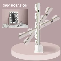 HOMCOM 12 LED bulb Tabletop Makeup Mirror, with Adjustable Settings - 9