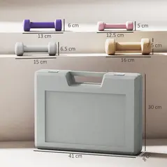 HOMCOM 10KG Dumbbells Set with Carry Case, Hand Weights for Women and Men Home Gym Weight Lifting Training, Pink, Purple, Grey, Brown - 3