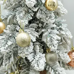 HOMCOM 1.5ft Mini Artificial Christmas Trees with Lights Set of 2, Snow Flocked Tabletop Christmas Trees with Base, Battery Operated, Desktop Party Decoration - 8