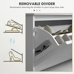 HOMCOM 10-Shoe Storage Bench, with Padded Top Seat - White/Grey - 6