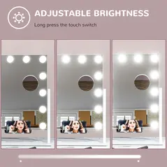 HOMCOM 12 LED bulb Tabletop Makeup Mirror, with Adjustable Settings - 7