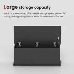 HOMCOM 113L Storage Chest, Storage Box with Flip-Top Lid and 2 Safety Hinges, Storage Trunk for Living Room, Entryway, 100 x 40 x 40 cm, Black - 7