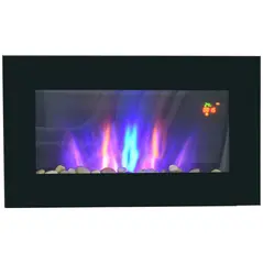 HOMCOM 1000W/2000W Electric Wall Fireplace w/ LED Flame Effect Timer Remote Sleek Stylish Safe Home Heating 20-25㎡ - 1