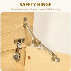 HOMCOM 113L Storage Chest, Storage Box with Flip-Top Lid and 2 Safety Hinges, Storage Trunk for Living Room, Entryway, 100 x 40 x 40 cm, Burlywood - 5