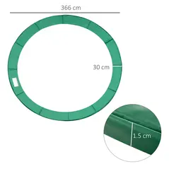 HOMCOM 12FT Replacement Trampoline Pad Thick Foam Safety Φ366cm Spring Cover Bounce Padding - Green - 3