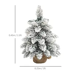 HOMCOM 1.5ft Mini Artificial Christmas Trees with Lights Set of 2, Snow Flocked Tabletop Christmas Trees with Base, Battery Operated, Desktop Party Decoration - 3