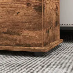 HOMCOM 113L Storage Chest, Storage Box with Flip-Top Lid and 2 Safety Hinges, Storage Trunk for Living Room, Entryway, 100 x 40 x 40 cm, Rustic Brown - 9
