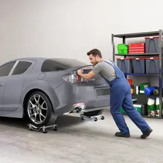 DURHAND Two-Piece Car Wheel Dolly with Swivel Casters, Non-Slip Metal Plates, 680kg Capacity, Grey - 2