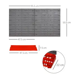DURHAND 54 Pcs On-Wall Tool Equipment Holding Pegboard Home DIY Garage Organiser DIY w/ 50 Pegs 2 Shelves - 3