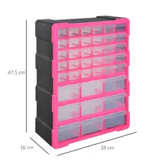 DURHAND 39 Drawers Parts Organiser Wall Mount Tools Storage Cabinet Small Nuts Bolts Garage Clear - 3