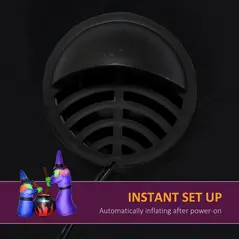 HOMCOM 1.8m Inflatable Halloween Lawn Decoration with LED Witches Around A Black Cauldron Outdoor Air Blown Holiday Décor - 6