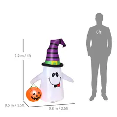 HOMCOM 1.2m Witch Ghost Halloween Inflatable Decoration w/ LED Lights Fan Accessories Pumpkin Lantern Kids Adult Fun Weather-Resistant Indoor Outdoor Seasonal - 3