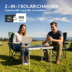 HOMCOM 100W Portable Solar Panel, Foldable Solar Charger with USB-A & USB-C Fast Charging Output, IP67 Waterproof for Mobile Phone Power Bank Flashlight Fans Camping Backpacking Hiking - 4