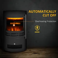 HOMCOM 1000W/2000W Freestanding Electric Fireplace, Indoor Heater Fire Stove with Log Burner Effect Flame, Thermostat Control - 6