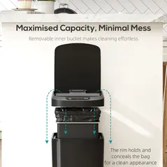 HOMCOM 12L Sensor Bin, Automatic Touchless Motion Sensor Kitchen Bin with Fingerprint Resistant Stainless Steel, Black - 6