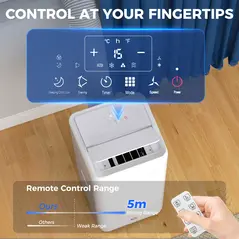 HOMCOM 12,000 BTU 5-in-1 Mobile Air Conditioner, 35m² Radius - White - 6