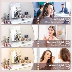 HOMCOM 12 LED bulb Tabletop Makeup Mirror, with Adjustable Settings - 6