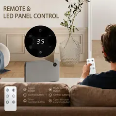 HOMCOM 1200W Electric Convector Heater, Freestanding or Wall Mounted, Space Heater with Adjustable Thermostat, Timer, Grey - 9