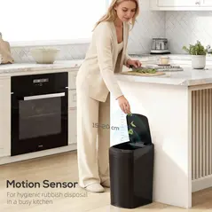 HOMCOM 12L Sensor Bin, Automatic Touchless Motion Sensor Kitchen Bin with Fingerprint Resistant Stainless Steel, Black - 4