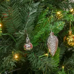 HOMCOM 1.8m 6ft Pre-Lit Artificial Christmas Tree 200 LED Xmas Tree Holiday Décor with Decorative Balls Ornament Metal Stand - 9