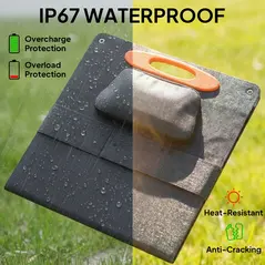 HOMCOM 100W Portable Solar Panel, Foldable Solar Charger with USB-A & USB-C Fast Charging Output, IP67 Waterproof for Mobile Phone Power Bank Flashlight Fans Camping Backpacking Hiking - 7