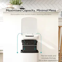 HOMCOM 12L Sensor Bin, Automatic Touchless Motion Sensor Kitchen Bin with Fingerprint Resistant Stainless Steel, White - 6