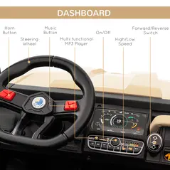 HOMCOM 12V 2 Seater Kids Electric Ride-On Car with Electric Bucket, Remote Control - Yellow - 6