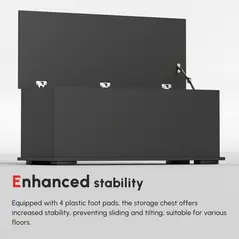 HOMCOM 113L Storage Chest, Storage Box with Flip-Top Lid and 2 Safety Hinges, Storage Trunk for Living Room, Entryway, 100 x 40 x 40 cm, Black - 9