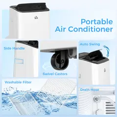 HOMCOM 12000 BTU App-Controlled Mobile Air Conditioner - White - 9