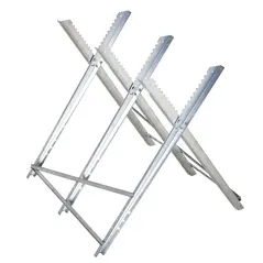 DURHAND Portable Sawhorse Heavy Duty Steel Adjustable Work Support, Foldable Sawhorse Stand 100 kg Weight Capacity, Silver Tone - 1