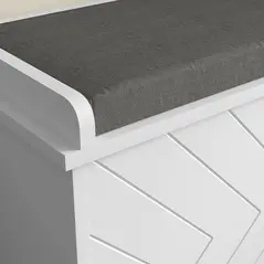 HOMCOM 10-Shoe Storage Bench, with Padded Top Seat - White/Grey - 8