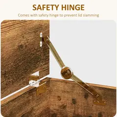 HOMCOM 113L Storage Chest, Storage Box with Flip-Top Lid and 2 Safety Hinges, Storage Trunk for Living Room, Entryway, 100 x 40 x 40 cm, Rustic Brown - 5