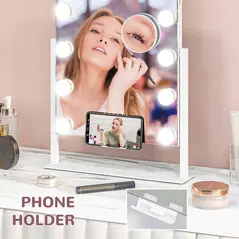 HOMCOM 12 LED bulb Tabletop Makeup Mirror, with Adjustable Settings - 4