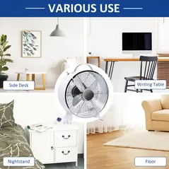 HOMCOM 10" 2-Speed Electric Table Desk Fan w/ Safety Guard Anti-Slip Feet Portable Personal Cooling Fan Home Office Bedroom White - 8