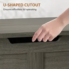 HOMCOM 100L Home Storage Box, with Safety Hinges - Charcoal Grey - 6