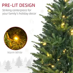HOMCOM 1.2m 4ft Christmas Tree Entrance Décor 750 Tips Xmas Pre-lit Tree 80 LED with Vase Base - 4