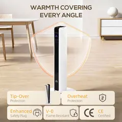 HOMCOM 1100W/2200W Space Heater with 65° Oscillation, Electric Heater with 2 Heat and Fan, 8-Hour Timer, Overheat & Tip Over Protection for Bedroom, 29 inch - 6