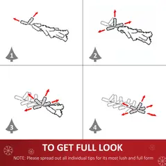 HOMCOM 1.8m 6ft Pre-Lit Artificial Christmas Tree 200 LED Xmas Tree Holiday Décor with Decorative Balls Ornament Metal Stand - 7