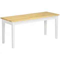 HOMCOM 102 cm Wood Dining Bench for 2 People, Wooden Bench for Kitchen, Dining Room, Entryway, White - 1