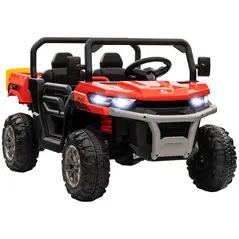 HOMCOM 12V 2 Seater Kids Electric Ride-On Car with Electric Bucket, Remote Control - Red - 1