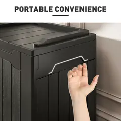 HOMCOM 107 L Plastic Storage Chest with Lid - Charcoal Grey - 6