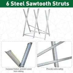 DURHAND Portable Sawhorse Heavy Duty Steel Adjustable Work Support, Foldable Sawhorse Stand 100 kg Weight Capacity, Silver Tone - 6